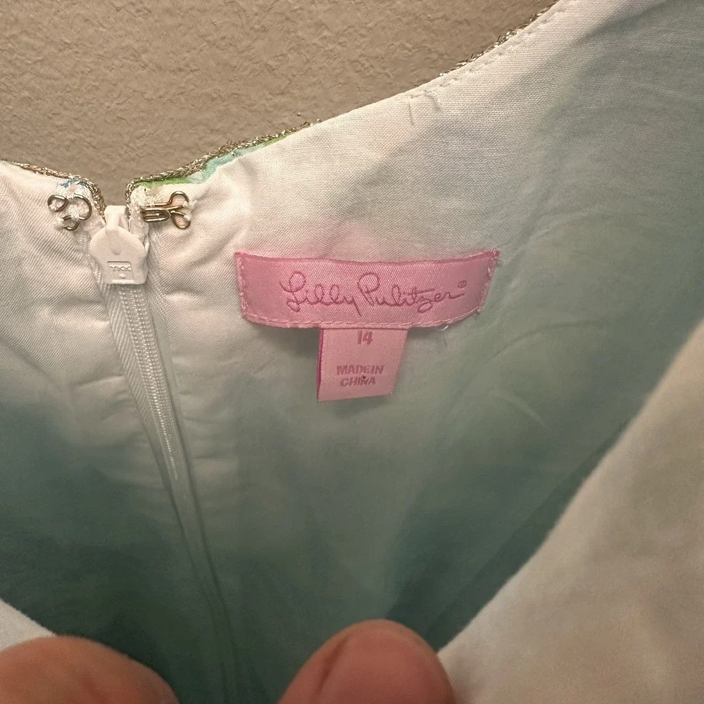 Lilly Pulitzer Fluorescent Janice Midi Dress Womens Size 14 Summer Turquoise NWT - Picture 6 of 8